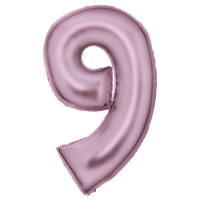 Large Number 9 Silk Lustre Pastel Pink